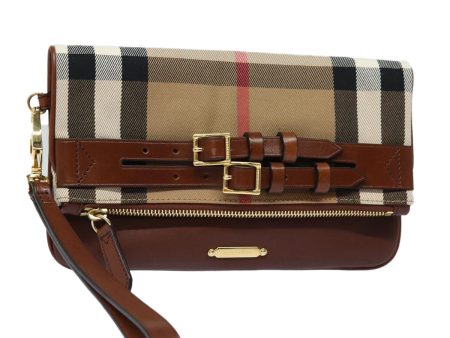 BURBERRY Nova Check Clutch Bag Canvas Leather BrownNew 83127A Online