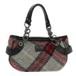 BURBERRY Nova Check Chain Blue Label Hand Bag Wool Gray SilverNew 95473 Hot on Sale