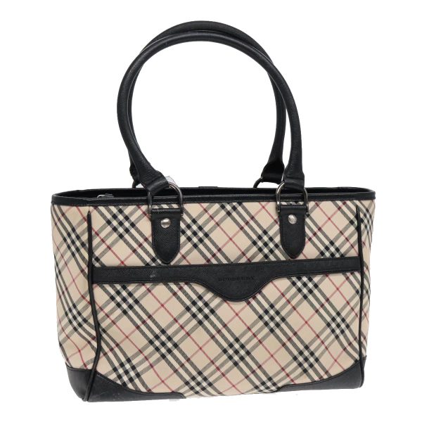 BURBERRY Nova Check Hand Bag Canvas Beige BlackNew 90729 For Discount