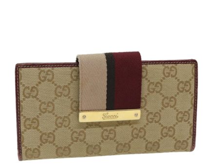 GUCCI GG Canvas Wallet Beige Green Red 181668 fm3304 For Sale