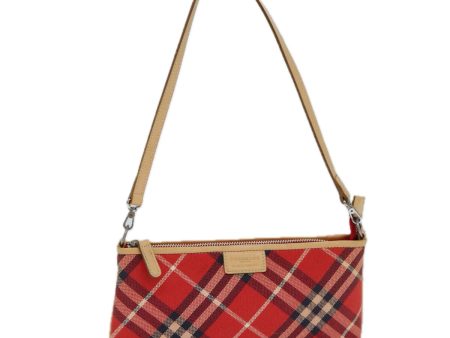 BURBERRY Nova Check Blue Label Hand Bag Canvas RedNew 83191 Supply