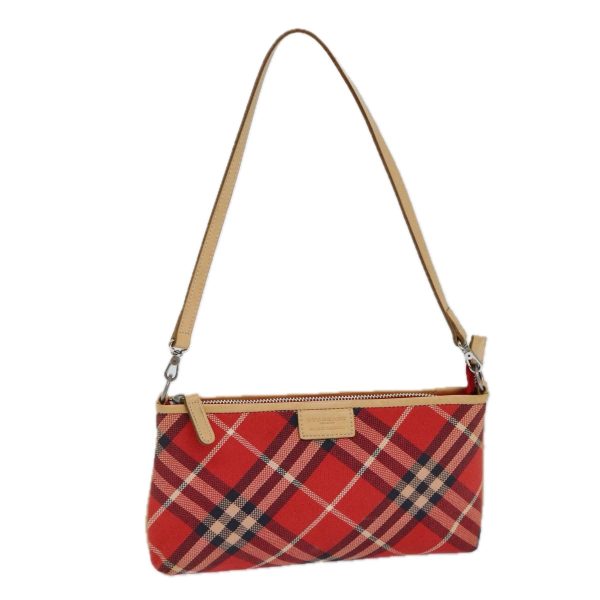 BURBERRY Nova Check Blue Label Hand Bag Canvas RedNew 83191 Supply