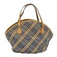 BURBERRY Nova Check Blue Label Hand Bag Canvas Blue SilverNew 88648 For Cheap