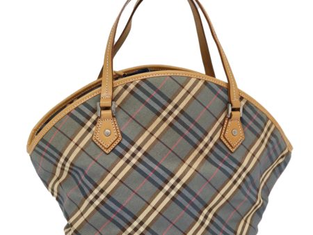 BURBERRY Nova Check Blue Label Hand Bag Canvas Blue SilverNew 88648 For Cheap