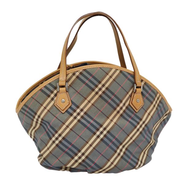 BURBERRY Nova Check Blue Label Hand Bag Canvas Blue SilverNew 88648 For Cheap