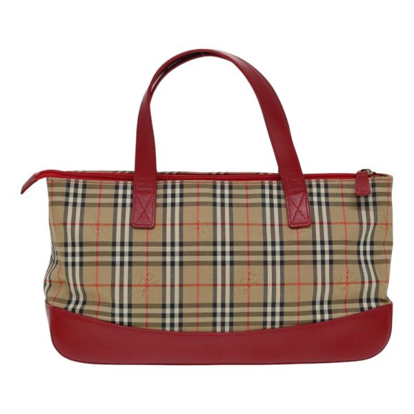 BURBERRY Nova Check Hand Bag Canvas Beige RedNew 87634 Hot on Sale