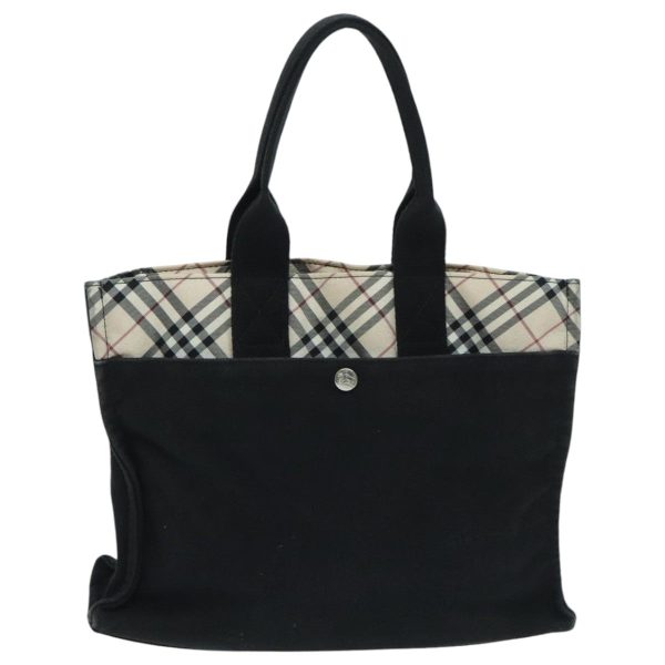 BURBERRY Nova Check Blue Label Hand Bag Canvas Black Beige SilverNew hs1686 Cheap