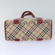 BURBERRY Nova Check Blue Label Hand Bag Canvas Beige Red SilverNew ti1948 on Sale