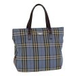 BURBERRY Nova Check Blue Label Hand Bag Nylon Blue Brown SilverNew 85542 Discount