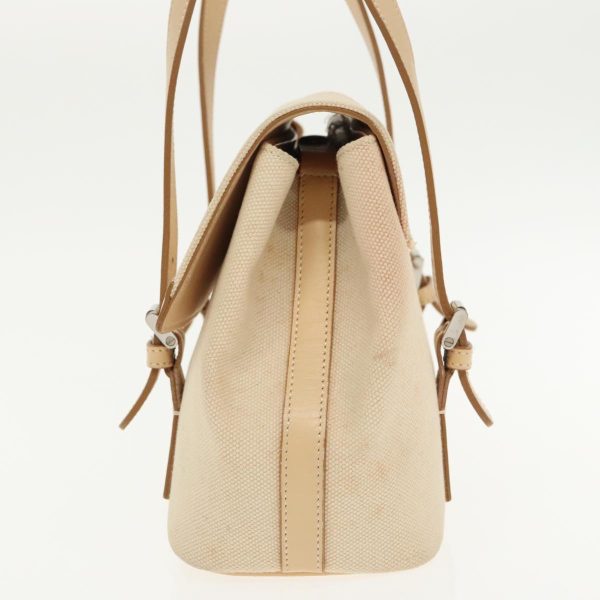 BURBERRY Hand Bag Canvas Leather White Beige SilverNew ti2164 Cheap