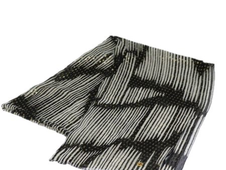 GUCCI Scarf Silk Black White am6647 Cheap