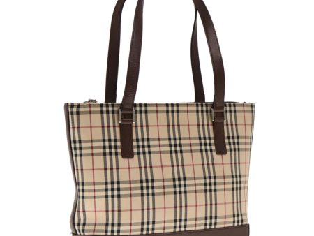 BURBERRY Nova Check Hand Bag Canvas Leather Beige Brown SilverNew 94410 Discount