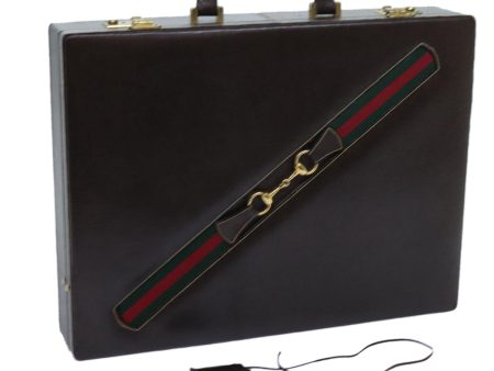 GUCCI Horsebit Old Gucci Briefcase Leather Red Green Brown ki4323 Online Hot Sale