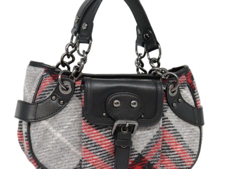 BURBERRY Nova Check Blue Label Chain Hand Bag Wool GrayNew 92080 For Discount