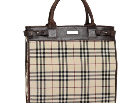 BURBERRY Nova Check Hand Bag Canvas Beige SilverNew yk14284 Online