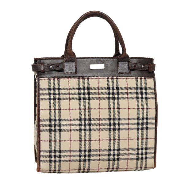 BURBERRY Nova Check Hand Bag Canvas Beige SilverNew yk14284 Online