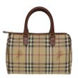 BURBERRY Nova Check Boston Bag PVC Leather BeigeNew 79406 Sale