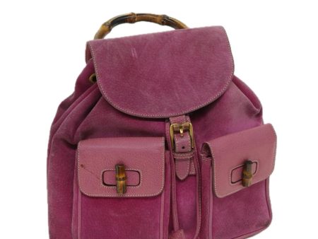 GUCCI Bamboo Backpack Suede Pink 003 2058 67823 Online Sale