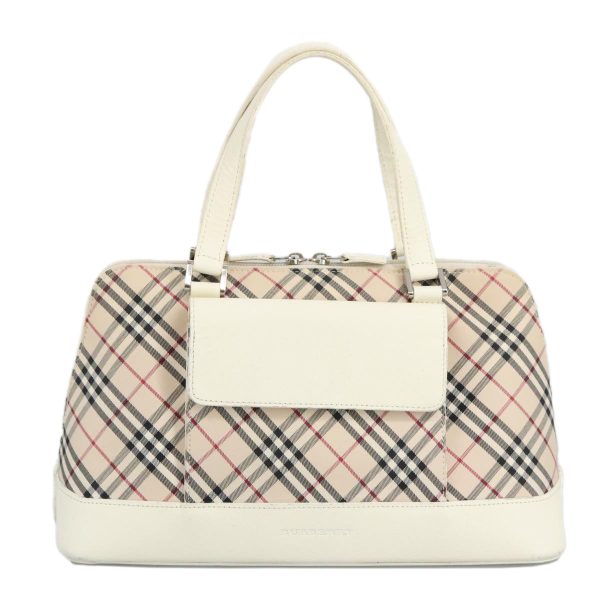 BURBERRY Nova Check Hand Bag Canvas Beige SilverNew 96953 Discount