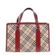 BURBERRY Nova Check Blue Label Hand Bag Canvas Beige Red SilverNew 91274 Hot on Sale