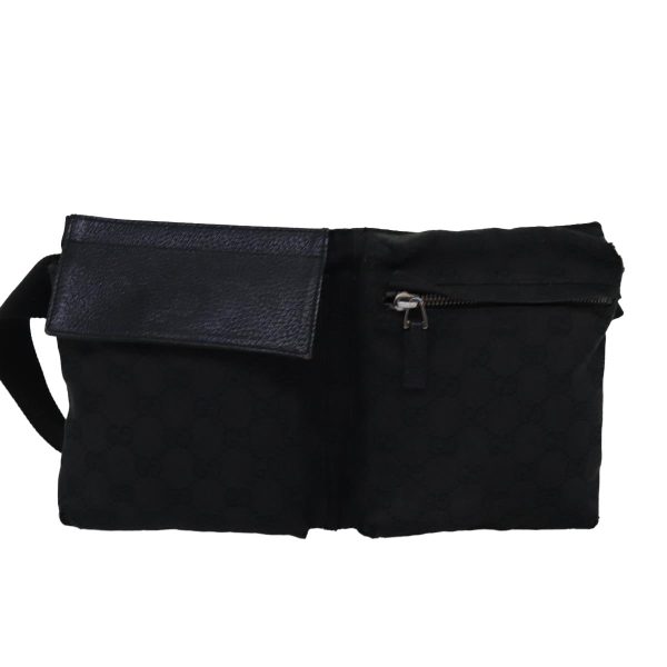 GUCCI GG Canvas Waist bag Black 28566 bs15213 For Sale