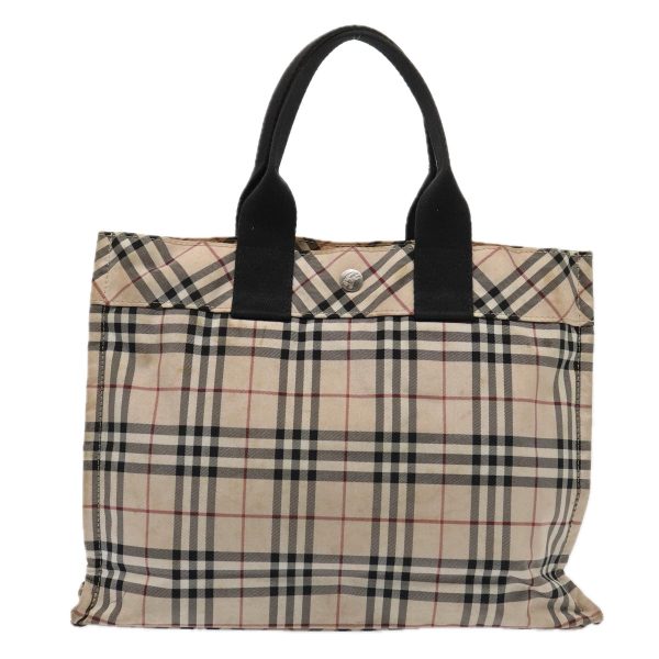 BURBERRY Nova Check Blue Label Hand Bag Nylon Beige SilverNew 88679 For Cheap