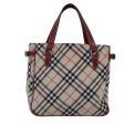 BURBERRY Nova Check Blue Label Hand Bag Nylon Red Beige SilverNew ki4893 Online Hot Sale