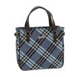 BURBERRY Nova Check Blue Label Hand Bag Nylon Light Blue BrownNew 78854 Hot on Sale