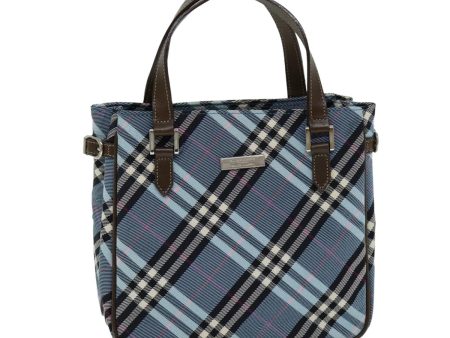 BURBERRY Nova Check Blue Label Hand Bag Nylon Light Blue BrownNew 78854 Hot on Sale