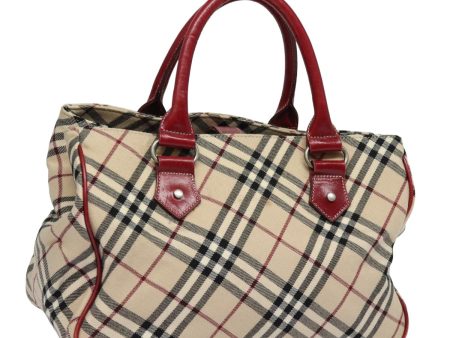 BURBERRY Nova Check Blue Label Hand Bag Canvas Beige RedNew yk13174 Sale