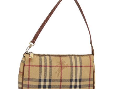 BURBERRY Nova Check Pouch PVC Leather BeigeNew 77801 For Cheap