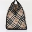 BURBERRY Nova Check Blue Label Hand Bag Nylon Leather Beige SilverNew yk15023 Online Sale