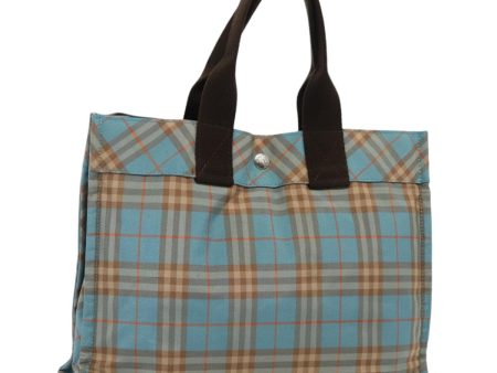 BURBERRY Nova Check Blue Label Hand Bag Nylon Blue BrownNew kk307 Discount