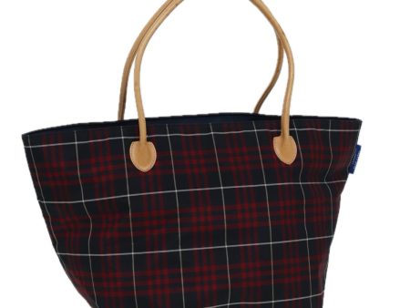 BURBERRY Nova Check Blue Label Hand Bag Nylon Red NavyNew ti1865 Online now