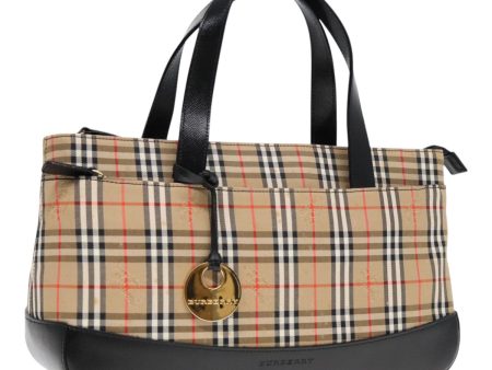 BURBERRY Nova Check Hand Bag Canvas BeigeNew 91568 For Sale