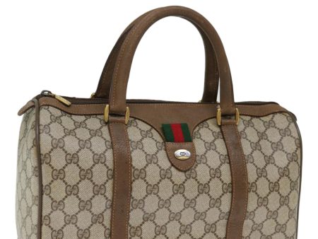 GUCCI GG Canvas Web Sherry Line Boston Bag PVC Beige Green Red 72785 Sale