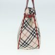 BURBERRY Nova Check Blue Label Hand Bag Nylon Beige Red SilverNew ti1914 Online now